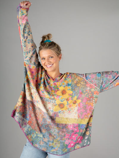 Cozy Blanket Hoodie - Floral Patchwork-view 1