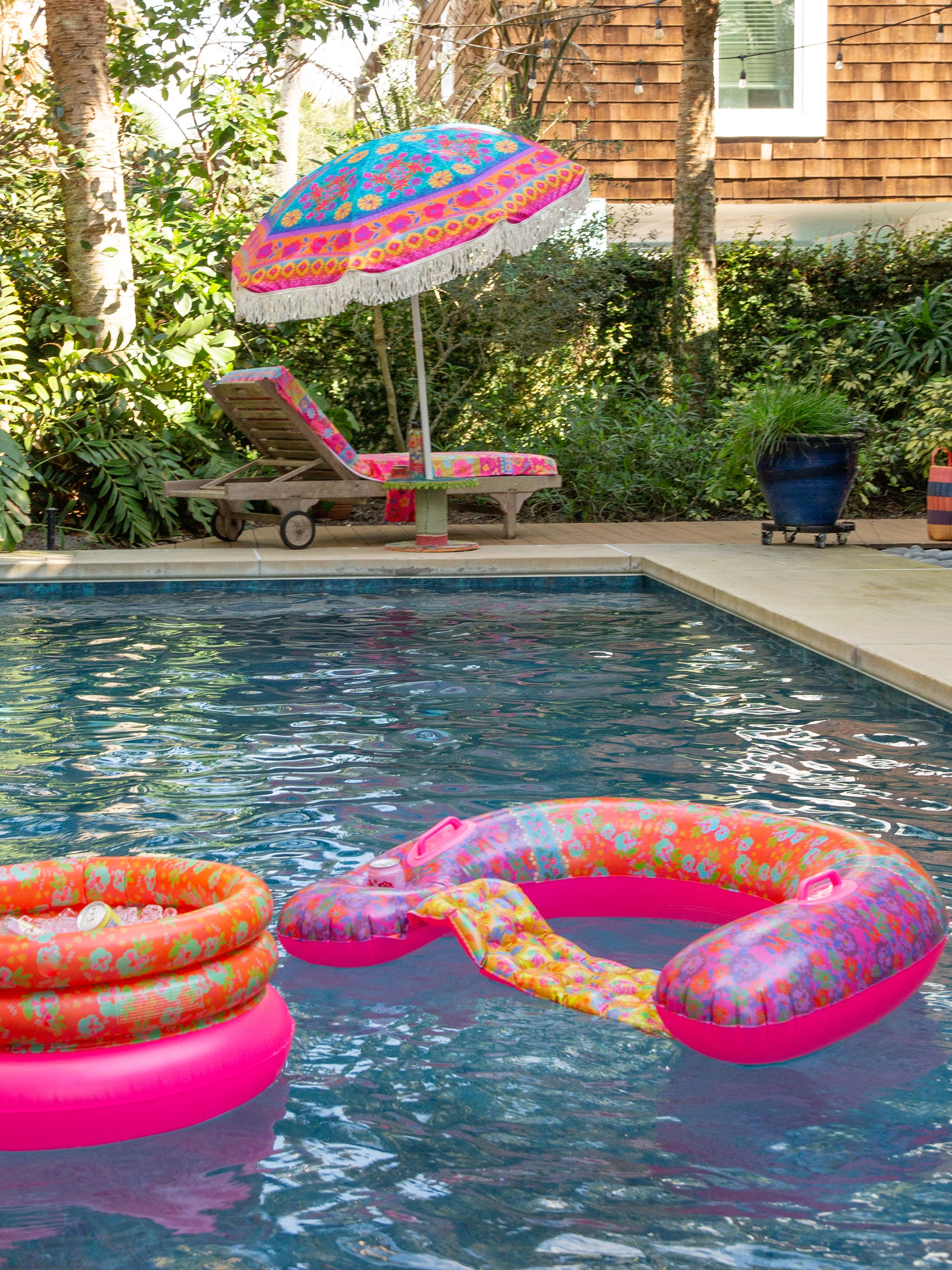 Pool Float Lounger - Pink Borders – Natural Life