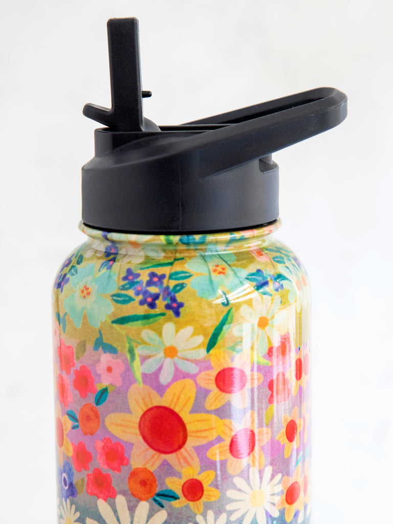 XL Stainless Steel Water Bottle - Wildflower Border-view 3