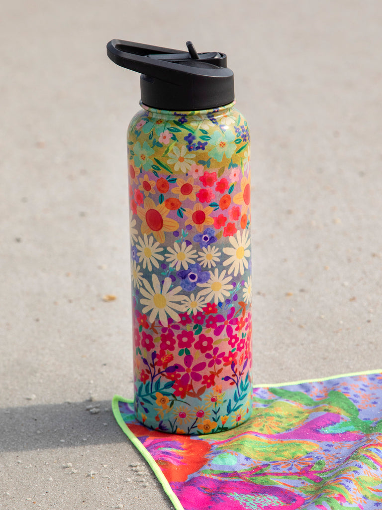 XL Stainless Steel Water Bottle - Wildflower Border-view 2