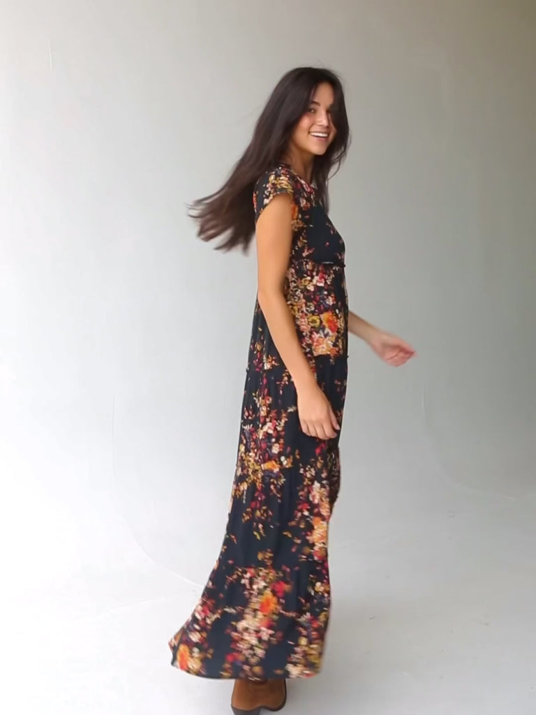 Berkley Maxi Dress - Navy Red Bouquets-view 4